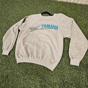 Yamaha Gray Sweatshirt with Blue Logo Vintage Retro 90s Made In Usa